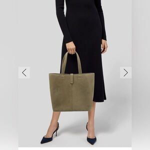 Jenni Kayne green oiled leather tote bag EUC